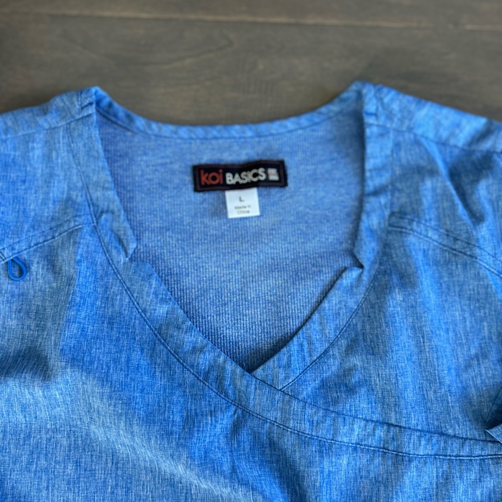 Koi Basics Blue Scrub Top